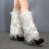 Fuzzy Leg Warmers for Women 1 Pair Women Elastic Furry Knee-length Long Socks Soft Furry Long Boot Cuffs Cover (WH1, L) view 3