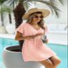 Ekouaer Women's Cover Up Short Sleeve Beachwear Coverups Loose V-Neck Bikini Beach Tunic Top view 2