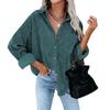 Corduroy Shacket Women Long Sleeve Button Down Shirts Boyfriend Oversized Blouses Fall Tops with Pockets Spring Fashion Trends Corduroy Jacket Womens Clothes Casual Cute Tops Coat Dark Green XL view 1