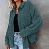 Corduroy Shacket Women Long Sleeve Button Down Shirts Boyfriend Oversized Blouses Fall Tops with Pockets Spring Fashion Trends Corduroy Jacket Womens Clothes Casual Cute Tops Coat Dark Green XL view 2
