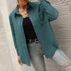 Corduroy Shacket Women Long Sleeve Button Down Shirts Boyfriend Oversized Blouses Fall Tops with Pockets Spring Fashion Trends Corduroy Jacket Womens Clothes Casual Cute Tops Coat Dark Green XL view 4