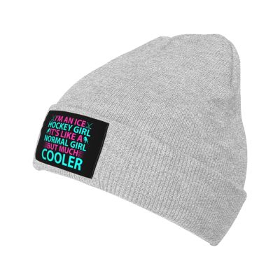 LIFANGMI I m an Ice Hockey Girl Beanie Hat for Men Women Soft Cozy Skull Cap Winter Warm Knit Hats Gray