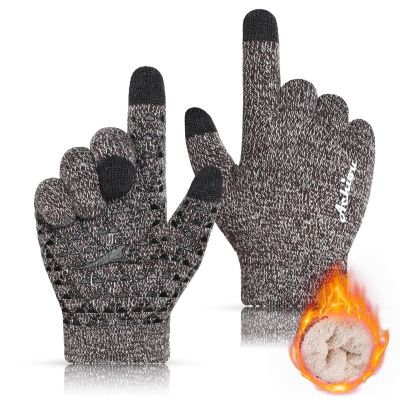 Achiou Winter Gloves for Men Women, Touch Screen Gloves, Upgraded Thicken Anti-Slip Silicone Gel, Thermal Soft Knit Lining