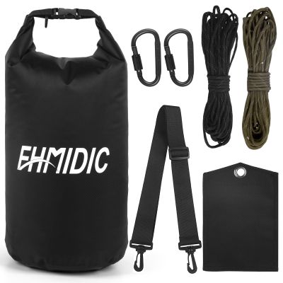 Fhmidic Bear Protection Travel Carrier Bag Case, 10L Waterproof Bear Bag Kit with 10m Ropes, Carabiner, Shoulder Strap, Black, Unisex