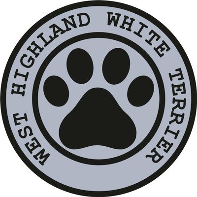 1x West Highland White Terrier Paw - Car Round Vinyl Waterproof Sticker - 10cm