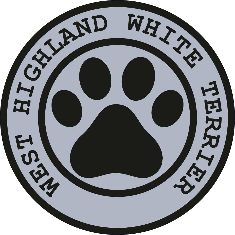 1x West Highland White Terrier Paw - Car Round Vinyl Waterproof Sticker - 10cm