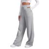 Baggy Sweatpants for Women Elastic High Waisted Wide Leg Sweatpants Cozy Fleece Boyfriend Casual Yoga Pants with Pockets view 1