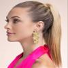 18K Gold Plated Large Chunky Flower Statement Earrings for Women by SNGIA, Summer Beach Floral Handmade Drop Jewelry, Maximalist Wedding Date Birthday Gift, Bold Exaggerated Textured Dangle Trendy Ribbed Jewelry, 18K Gold Plated Chandelier Fashion Ac view 2