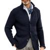 Men's Knitted Jacket Casual Button Up Slim Fit Cardigan Warm Cable Sweater Blazer with Pockets (Small,Tibetan Blue) view 1