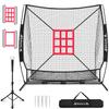 BAGAIL 7x7 ft Extra Large Baseball & Softball Training Net with Batting Tee, Heavy Duty Reinforced Steel Frame, Oversized Hitting Zone for All Levels, Portable Backstop with Carry Bag
