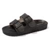 FUNKYMONKEY Women's Slides Sandals Dream Jelly Color Adjustable Double Buckle Adjustable Plastic Flat Sandals (6 M US, Glitter Black/MKLS) view 1