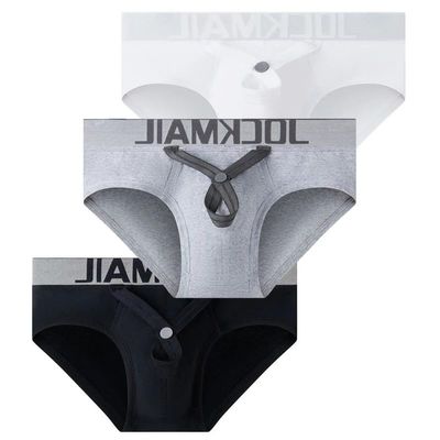 JOCKMAIL Mens Cotton Briefs Mens Briefs Comfort with Ring Pouch Support Mens Underwear (US, Alpha, X-Large, Regular, Regular, black+white+grey)