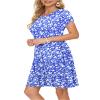 MOLERANI Summer Dresses for Women 2025 Casual T Shirt Crewneck Petal Sleeve Swing Vacation Dress with Pockets,Blue White Flower,M view 2