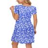 MOLERANI Summer Dresses for Women 2025 Casual T Shirt Crewneck Petal Sleeve Swing Vacation Dress with Pockets,Blue White Flower,M view 4