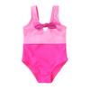 YOUNGER TREE Toddler Girl One Piece Swimsuit Color Block Stripe Swimwear Summer Beach Bathing Suit 12M-5T (6-7T, Neon hot Pink+Bowknot) view 1