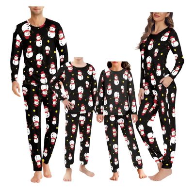 JEOCODY Christmas Snowman Pajamas Set for Women Men Plus Size Soft Comfy Matching Couples Pajamas Pjs Sleepwear Nightgown Tops and Pants