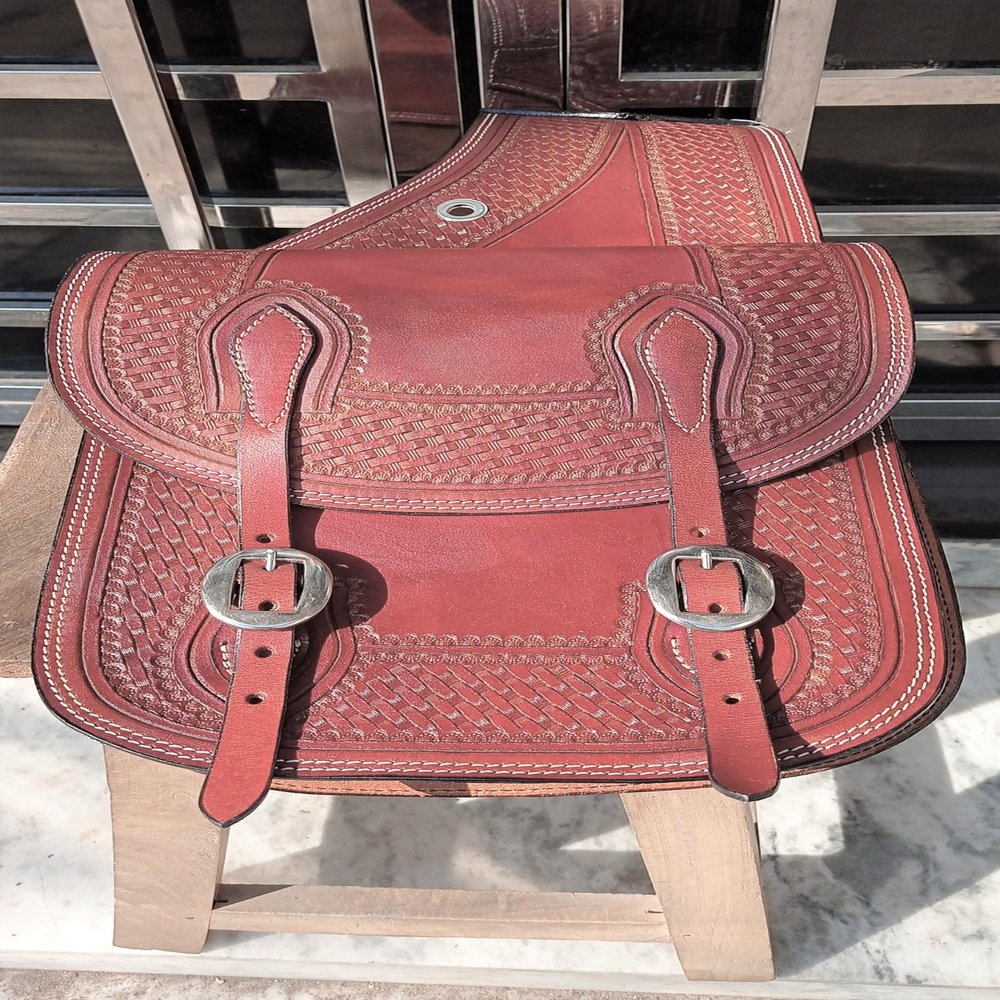 WILD RACE Western Horse Leather Saddle Bag Heavy Duty Traditional Trail Ride | Saddle Bag | Horse Saddle Bag | Western Saddle Bag | Leather Saddle Bags for Horses (STYLE-05)