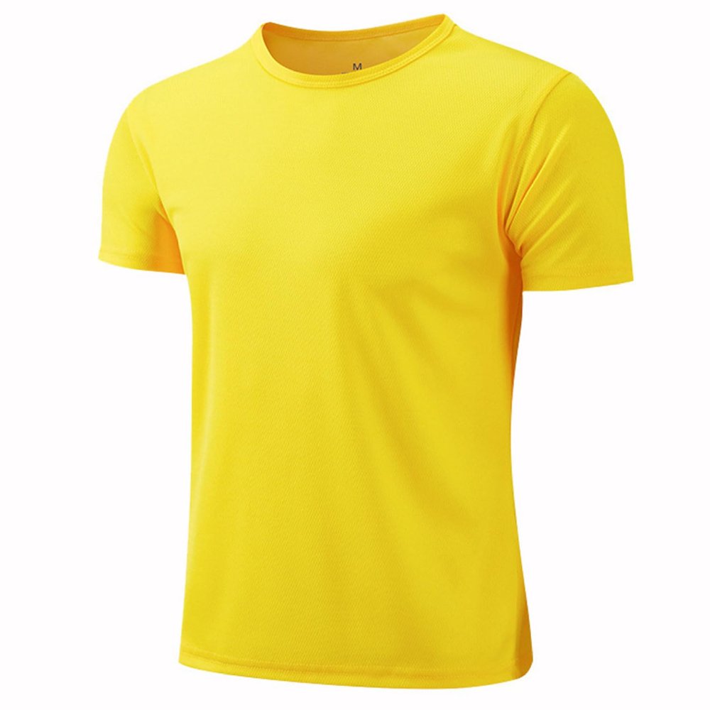 Huimingda Boys' Quick-Drying Short Sleeve T-Shirt Gym Outdoor Sports Running Athletic Tee Shirt Top Yellow A 14-16 Years