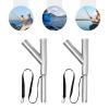 2Pcs Fishing Rod Holders 304 Stainless Steel Rod Holder 43Adjustable Fishing Rod Holder Deck Mount Fishing Rod Holders with Two Tubes Safety Strap and Clip Outrigger Rod Holder for Truck Boats Yacht view 4