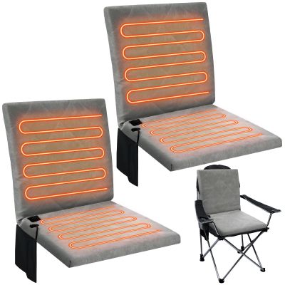 Thyle 4 Pieces Portable Heated Seat Cushion for Bleachers Foldable Heating Cushion 3 Mode Adjustable Heated Stadium Chair Bleacher Seat for Bleachers Indoor, Power Bank Not Included (Gray)