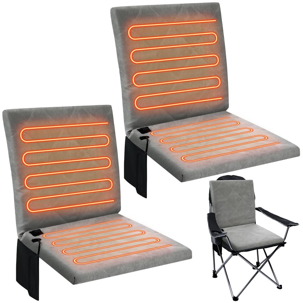 Thyle 4 Pieces Portable Heated Seat Cushion for Bleachers Foldable Heating Cushion 3 Mode Adjustable Heated Stadium Chair Bleacher Seat for Bleachers Indoor, Power Bank Not Included (Gray)