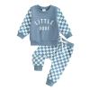 kacubwyy Toddler Baby Boys Fall Winter Outfits Set Letter Sweatshirt Solid Long Pants 6 12 18 24M Clothes (Blue Set,2-3 Years) view 1