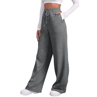 Baggy Sweatpants for Women Elastic High Waisted Wide Leg Sweatpants Cozy Fleece Boyfriend Casual Yoga Pants with Pockets