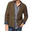 Men's Knitted Suit Cardigan Shawl Collar Casual Loose Cardigan Man Button Down Knitwear with Pockets (Large,Coffee) view 1