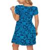 MOLERANI Summer Dresses for Women 2025 Casual T Shirt Crewneck Petal Sleeve Swing Vacation Dress with Pockets,Blue Leaf Silhouette,S view 4