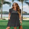 MOLERANI Summer Dresses for Women 2025 Casual T Shirt Crewneck Petal Sleeve Swing Vacation Dress with Pockets,Black,M view 3