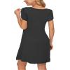 MOLERANI Summer Dresses for Women 2025 Casual T Shirt Crewneck Petal Sleeve Swing Vacation Dress with Pockets,Black,M view 4