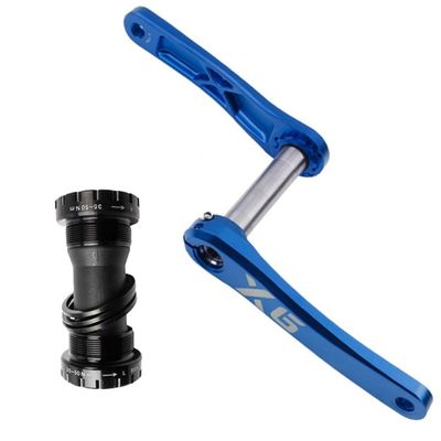 LSRRYD 170mm 175mm Mountain Bike Crankset Hollow Integrated Aluninium Crank Arm Set Bottom Bracket 68/73mm Mountain Bike Left Right Crankarm(Blue,175mm)