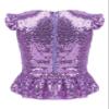 Rswnyirn Kids Girls Sparkle Sequins Tee Shirt Top Ruffle Sleeves Princess Peplum Tops Mermaid Birthday Dress up Lavender 10 Years view 2