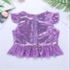 Rswnyirn Kids Girls Sparkle Sequins Tee Shirt Top Ruffle Sleeves Princess Peplum Tops Mermaid Birthday Dress up Lavender 10 Years view 4