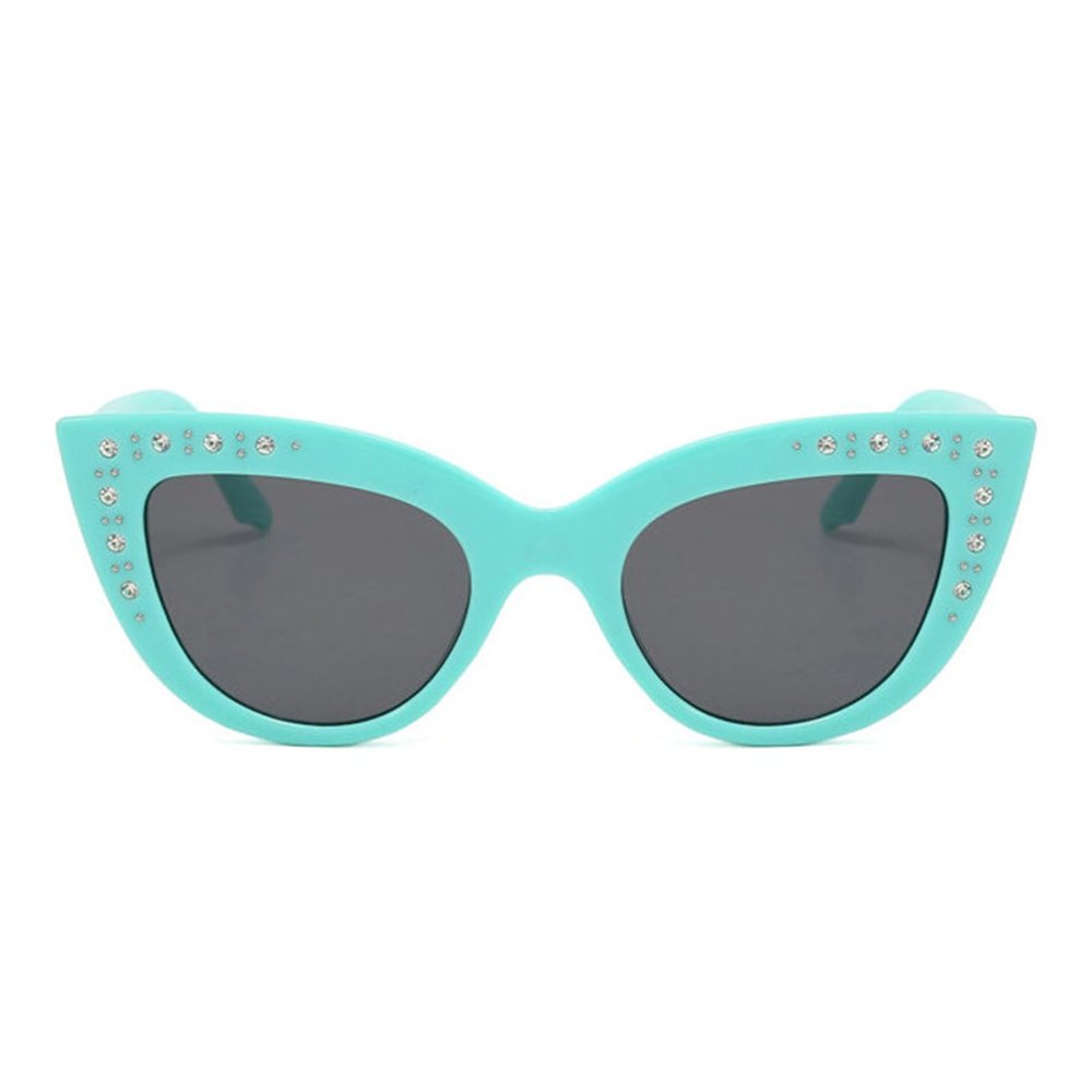Diamond Cat Eye Sunglasses Women Retro Jeweled Rhinestone Sun Glasses Sparkle Crystal Pearl Luxury Bling Eyewear (blue)