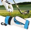 5.7in Golf Ball Holder Bag, PU Leather Golf Tee Holder Golf Ball Carry Bag Pouch Golf Ball Holder Golf Ball Tee Holder with Keychain Belt Clip Golf Golf Ball Pouch Blue and White view 4