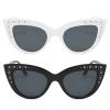 Diamond Cat Eye Sunglasses Women Retro Jeweled Rhinestone Sun Glasses Sparkle Crystal Pearl Luxury Bling Eyewear (black+white) view 1