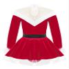 dPois Kids Girls Christmas Mrs Santa Claus Costume Velvet Long Sleeve Dance Figure Ice Skating Faux Fur Dress Turtleneck Red A 6 view 3