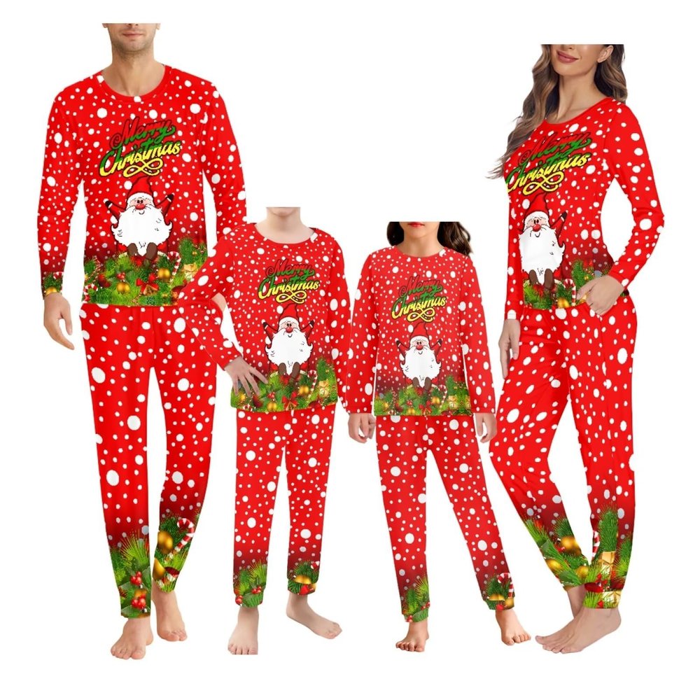 JEOCODY Christmas Santa Claus Family Chrismtas Pajamas Matching Sets,Xmas Sleepwear Holiday Pjs Loungewear Outfits