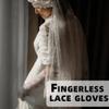 ASIJUNTYECHO Long Opera Party 20s Fingerless Lace Gloves, Lace Elbow Length Gloves for Prom Wedding Opera Party (White) view 4