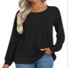 Addtoo Womens 2026 Fall Tunic Tops Casual Long Sleeve Pleated Blouse Warm Loose Dressy Tshirt Large Classic Black view 2