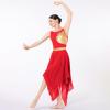 AFAVOM Women's Lyrical Dance Costume Sleeveless Shiny Metallic Gold Dance Dress Asymmetric Flowy Tulle Chiffon Skirt Cutout Backless Contemporary Ballet Leotard Dancewear Red XS view 4