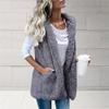 Akivide Womens Winter Sherpa Fuzzy Fleece Vest Warm Faux Fur Open Front Sleeveless Hooded Outwear Jacket with Pocket Plus Size view 2