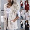 Akivide Womens Winter Sherpa Fuzzy Fleece Vest Warm Faux Fur Open Front Sleeveless Hooded Outwear Jacket with Pocket Plus Size view 3