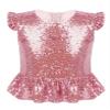 Rswnyirn Kids Girls Sparkle Sequins Tee Shirt Top Ruffle Sleeves Princess Peplum Tops Mermaid Birthday Dress up Pink 10 Years view 2