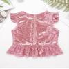 Rswnyirn Kids Girls Sparkle Sequins Tee Shirt Top Ruffle Sleeves Princess Peplum Tops Mermaid Birthday Dress up Pink 10 Years view 4