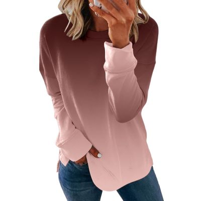 Ceboyel Women Tie Dye Long Sleeve Shirt Trendy Crewneck Sweatshirt Pullover Loose Fit Casual Tops Fall Fashion Clothes 2023 Sexy Sweaters for Women Coffee 2X