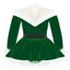 dPois Kids Girls Christmas Mrs Santa Claus Costume Velvet Long Sleeve Dance Figure Ice Skating Faux Fur Dress Turtleneck Green A 14 view 2