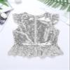 Rswnyirn Kids Girls Sparkle Sequins Tee Shirt Top Ruffle Sleeves Princess Peplum Tops Mermaid Birthday Dress up Silver 12 Years view 4