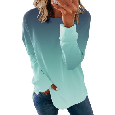 Ceboyel Women Tie Dye Long Sleeve Shirt Trendy Crewneck Sweatshirt Pullover Loose Fit Casual Tops Fall Fashion Clothes 2023 Christmas Sweatshirt Green Xl